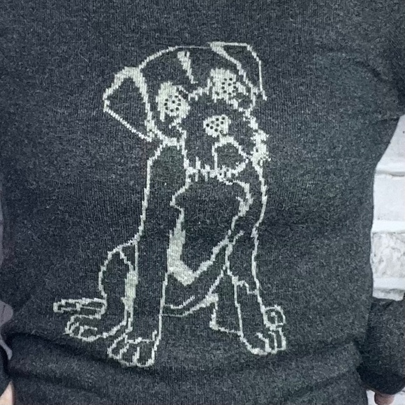 🐶NWOT |•TWO SISTERS•| Dark Grey Sweater Sparkle Eye Dog Size Small - Picture 2 of 9